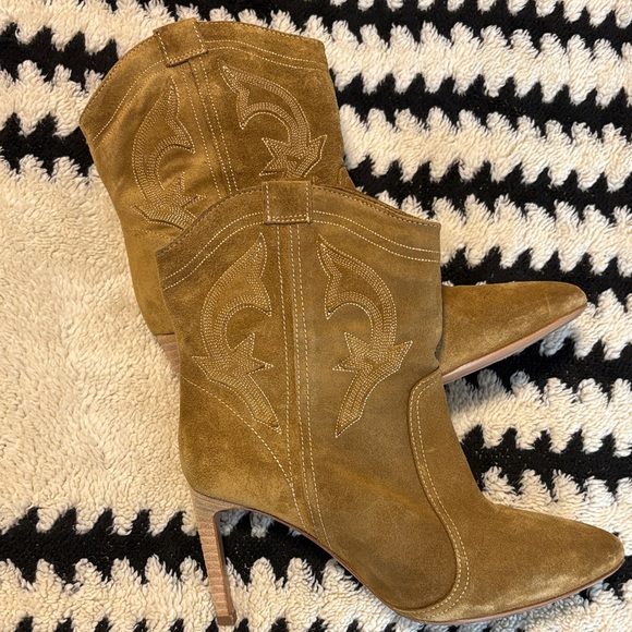 ba&sh Shoes - ba&sh Camel Suede Heeled Boots